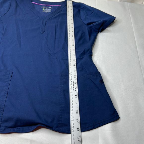 Purple Label by Healing Hands Women's Blue Medical Scrub Top Size Medium - Picture 6 of 6
